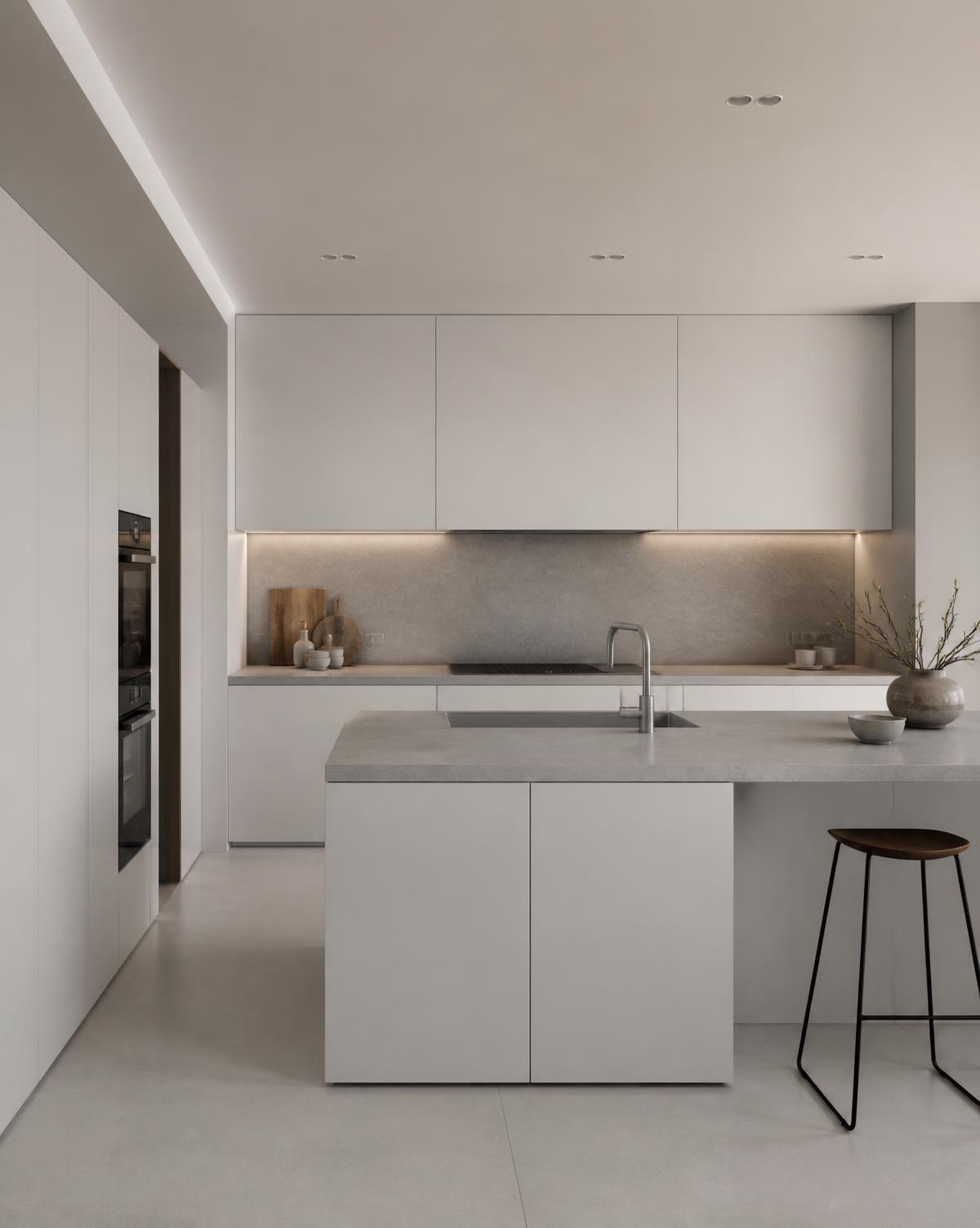 Cuisine Lumen — Surfaces sans poignées, lignes pures